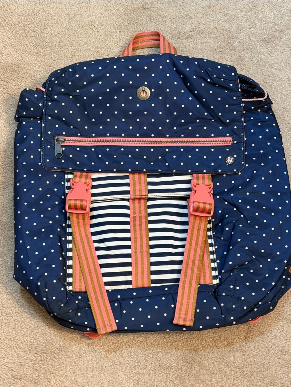 Matilda Jane Navy Polka Dot Backpack with Pink Straps